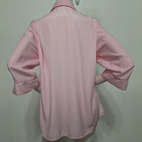Kathy Che Pink Preppy Coquette 3/4 Sleeve Button Down Shirt Plus Size 14/16W - Picture 7 of 14